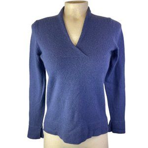 FIGINI 100% Cashmere Blue/Purple V-Neck Sweater *No Size Fits S/M* Made in Italy